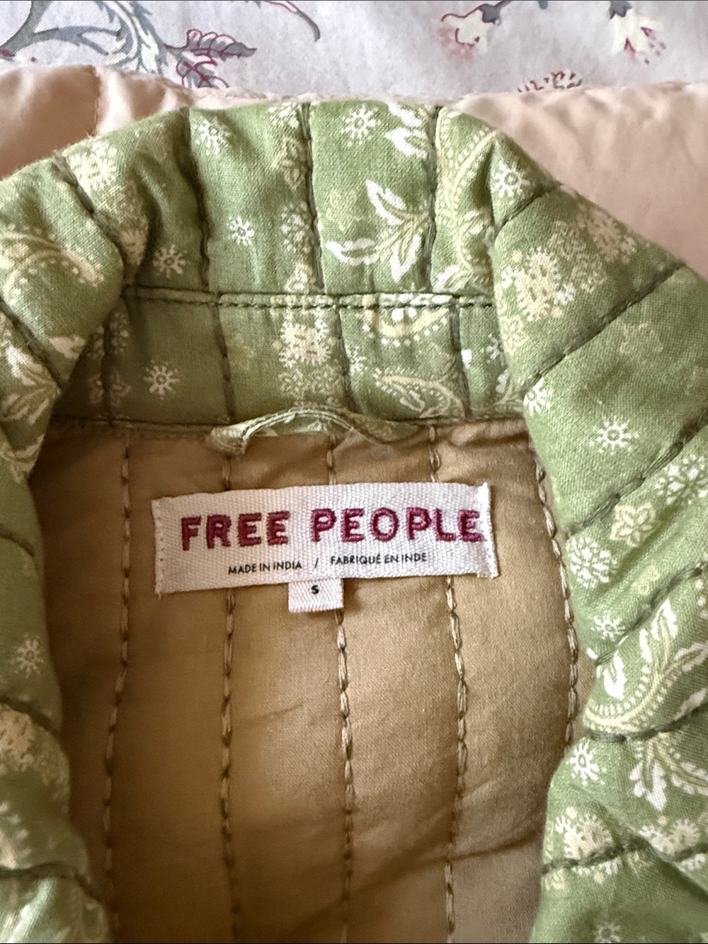Free People Alexie Quilted Light Green Button-Down Puffer Jacket - Picture 2 of 3